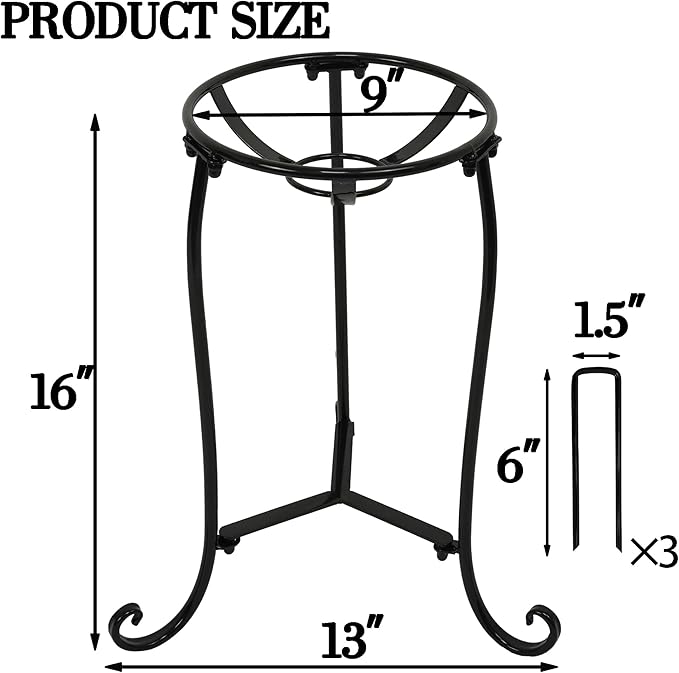 16" Tall Gazing Ball Stand for 10-12 inch Balls, Black Metal Gazing Globe Display Holder Stands for Outdoor Garden Clearance, 9" L x 9" W x 16" H