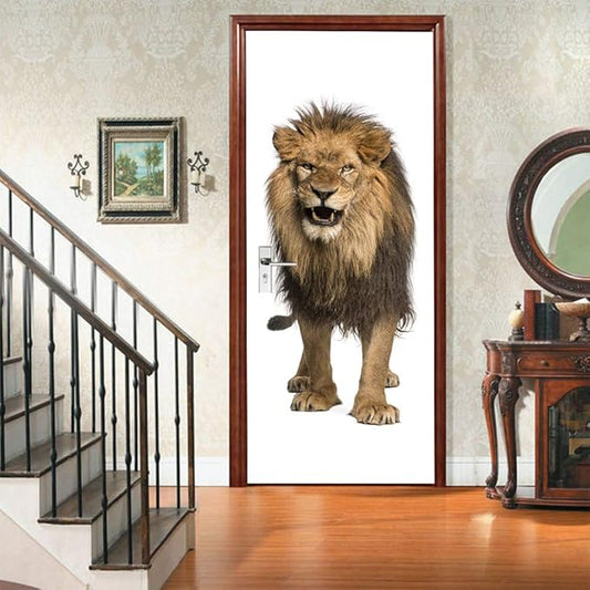 3D Peel & Stick Murals - Lion - Wallpaper, Self-Adhesive, Removable PVC, Waterproof - Bedroom/Living Room Decoration - 35.4 x 78.7 inch