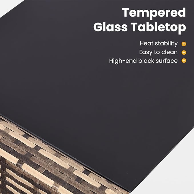 4 Piece Outdoor Patio Furniture Set,Wicker Conversation Sets Outdoor Sectional Patio Sofa Couch with Cushions & Coffee Table for Outside, Garden, Balcony, Porch,Yellow/Beige