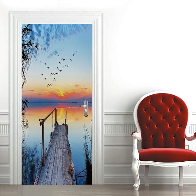 3D Door Stickers Murals - Peel & Stick Wallpaper - Self-Adhesive Decals - Removable PVC - Waterproof - Bedroom & Living Room - 37.4" x 78.7"