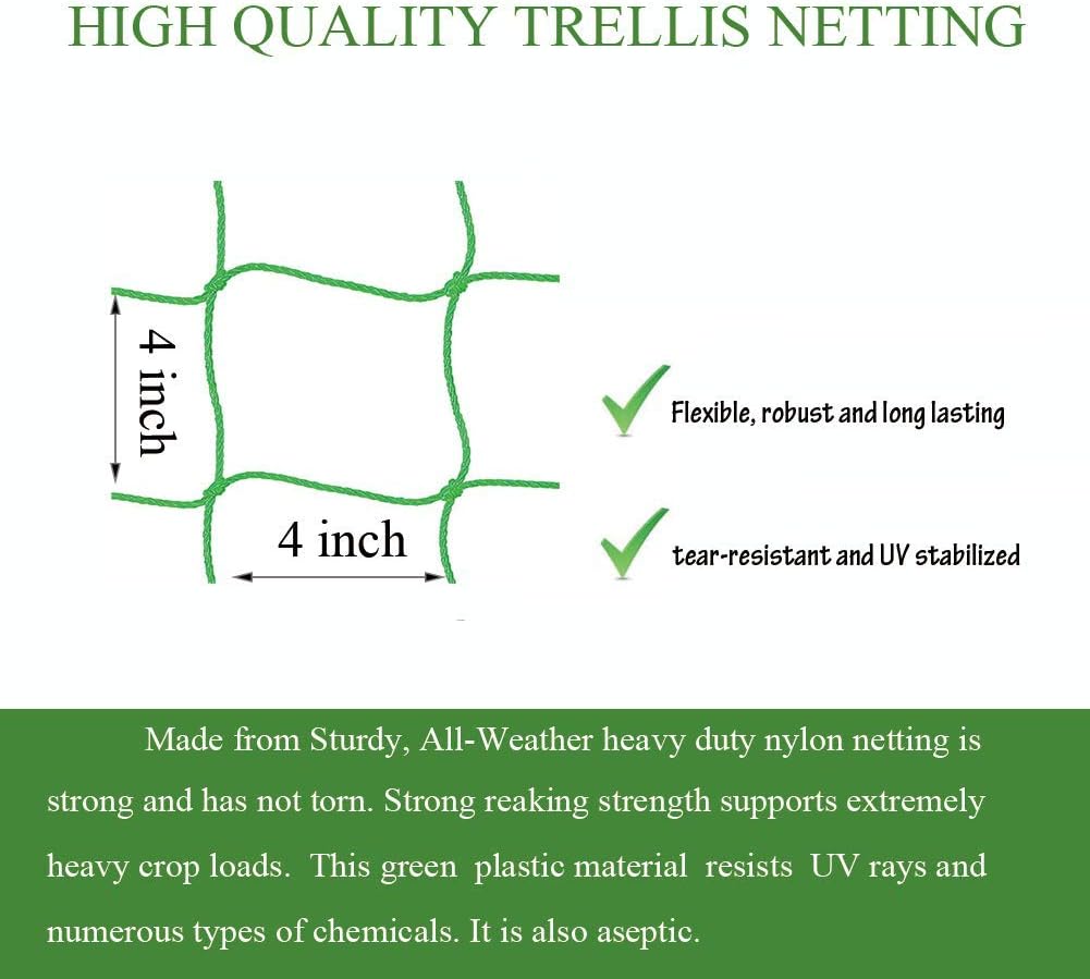 Trellis Netting for Climbing Plants - Heavy Duty Garden Trellis Netting for Cucumber, Vine, Fruits & Vegetables Tomato Plants Trellis Net, Climbing Vining Plants (1-Pack 3.3' x 6.6'Ft)
