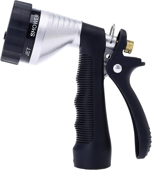 GREEN MOUNT Water Hose Nozzle Spray Nozzle, Metal Garden Hose Nozzle with Adjustable Spray Patterns, Perfect for Watering Plants, Washing Cars and Showering Pets