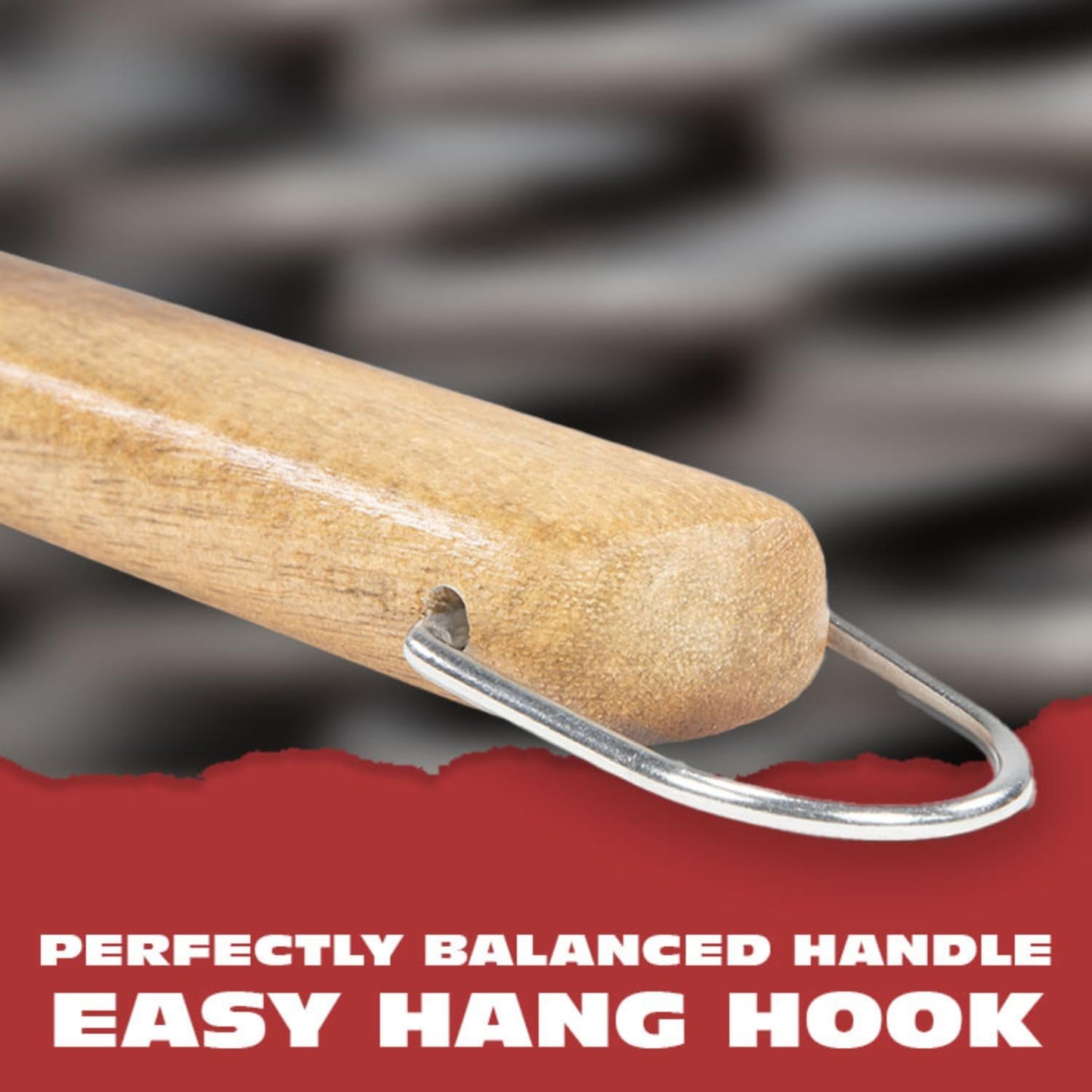 BBQ-AID Pro BBQ Metal Spatula - 17" Barbecue Spatula Stainless Steel with Serrated Knife Edge - Acacia Wood Handle - Heavy Duty Built to Last