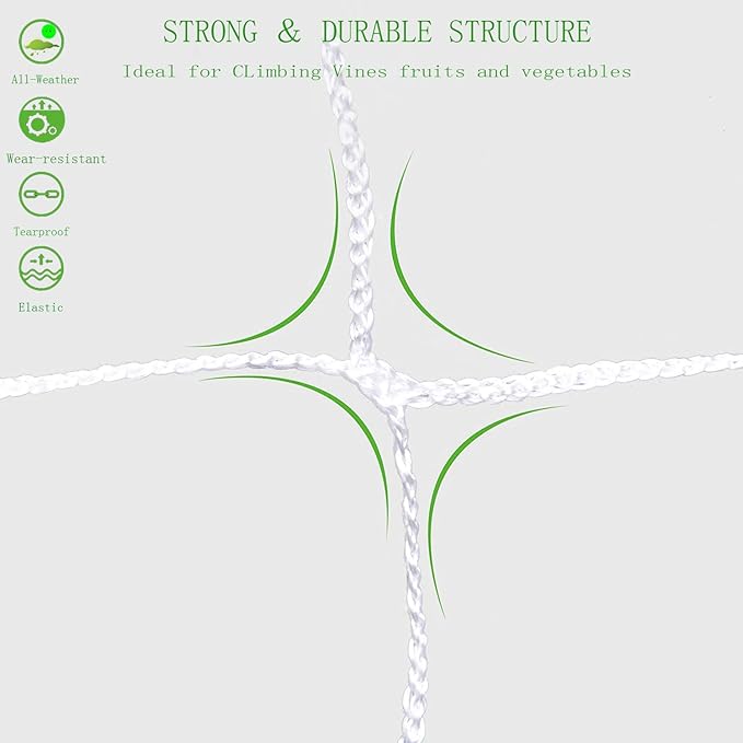 All-Weather Trellis Netting Mesh Plant Garden Vine Growing Flexible String Net (6" Mesh ployester, 5' Wx 30'L)