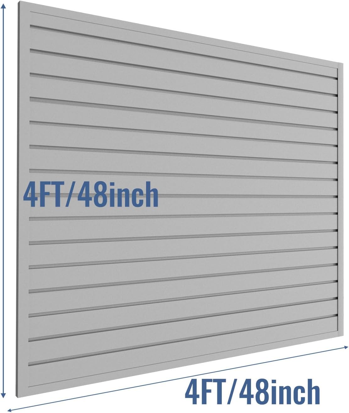 Slatwall Panel Garage Organizer PVC Slatwall Heavy Duty Wall Mounted Rack, Interlocking Slat Wall Panels for Tool Organization Peg Board(Grey 4 x 4 ft)