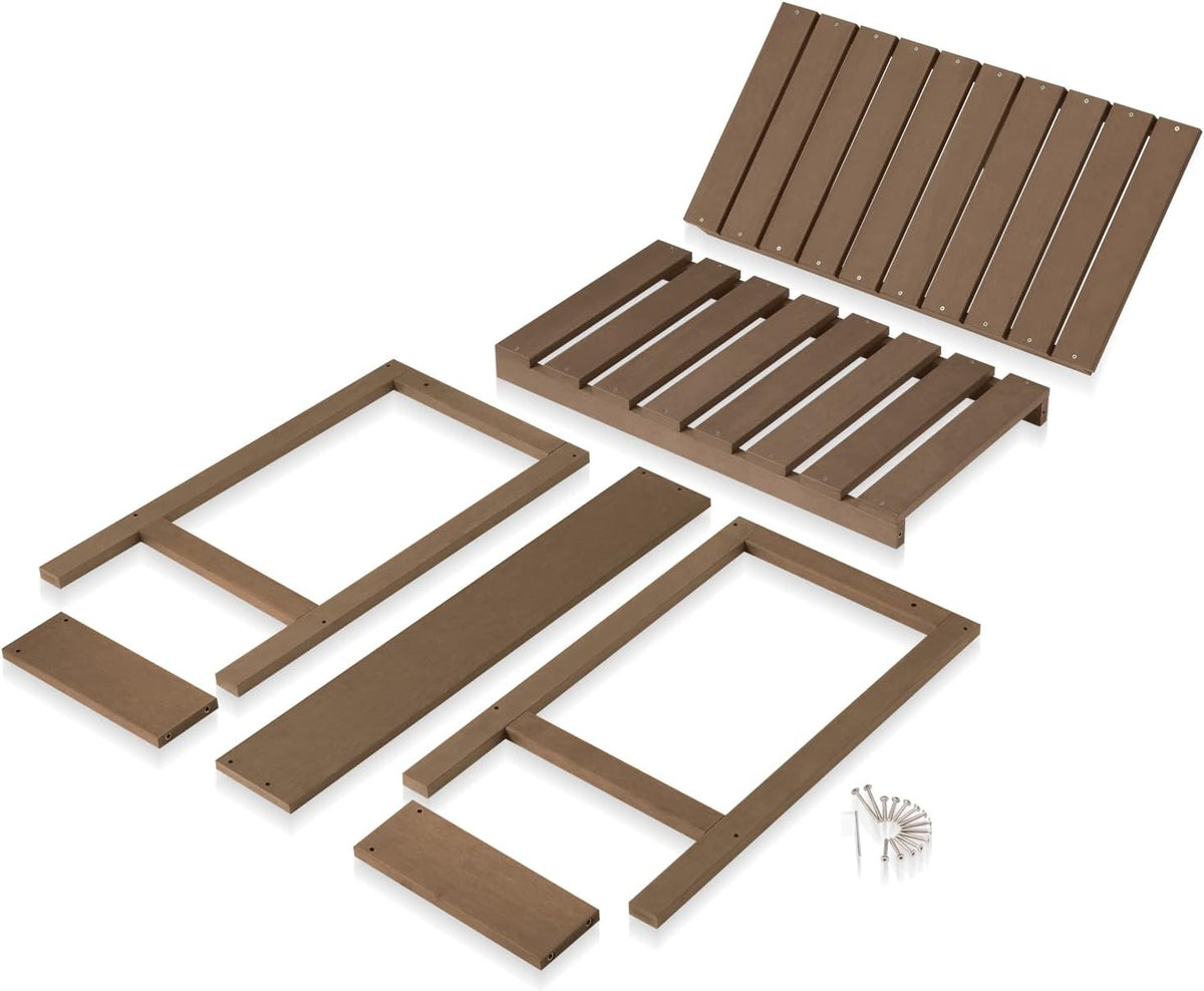 Psilvam Outdoor Poly Lumber Potting Bench, Polystyrene Garden Table with Storage Shelves, All-Weather Patio Work Station for Gardening(Brown)