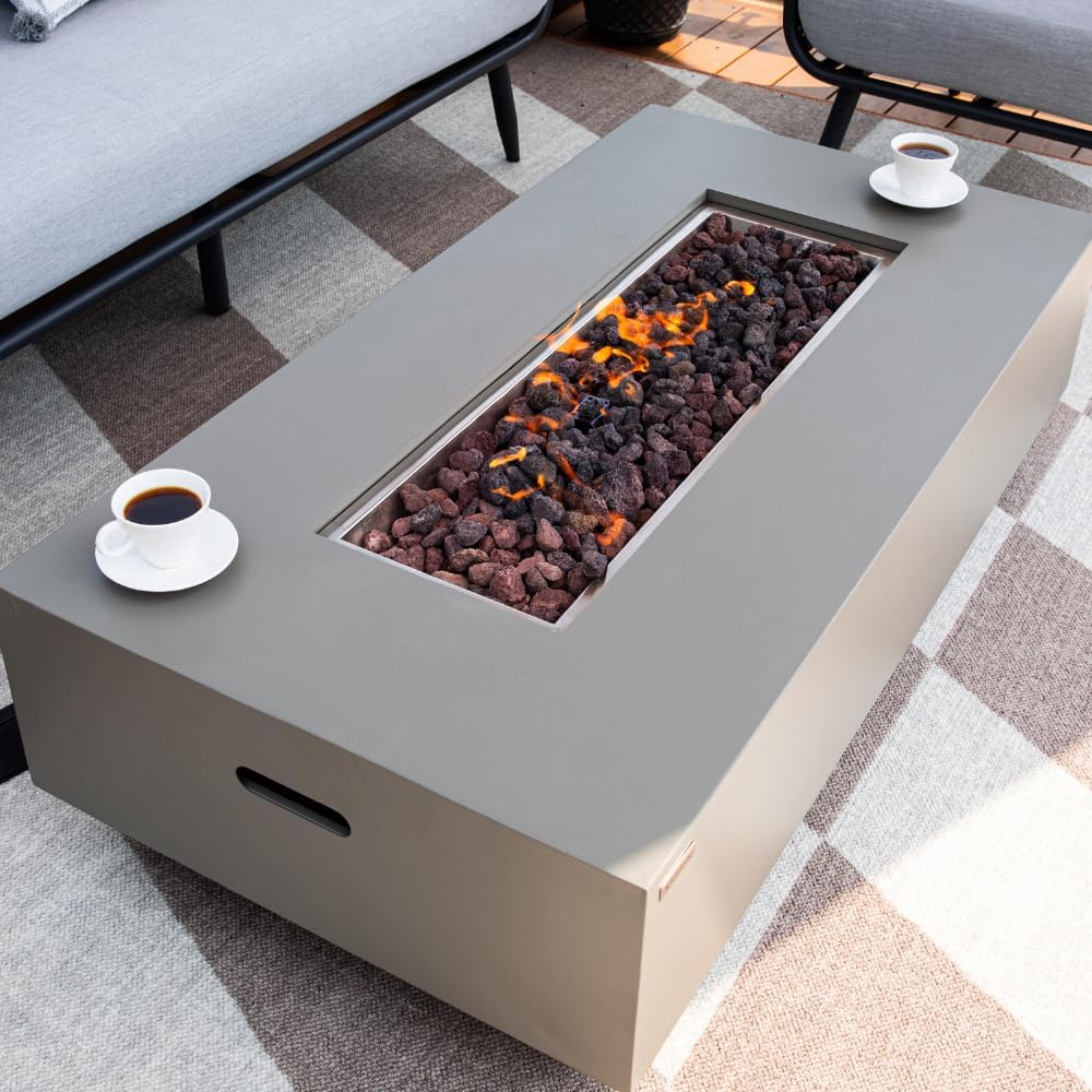 Westwood 50” Propane Fire Pit Smokeless Firepit Outdoor Gas Fire Pit for Outside Patio Firepit Table Includes Rain Cover Converter Kit Lava Rocks Lid CSA Certified