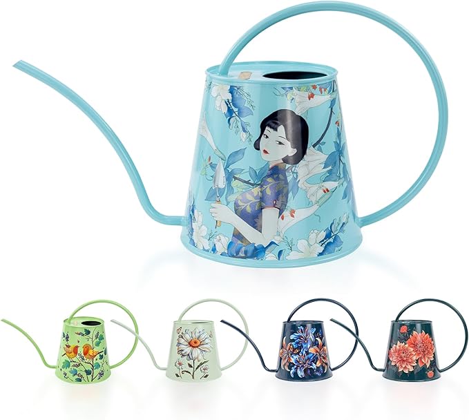 Berry&Bird House Plants Watering Can - Indoor & Outdoor 1/2 Gallon Stainless Steel Water Can with Long Spout Garden Decoration for Flower Bonsai Succulent Gardening Large Water Bottle (2L, Magnolia)