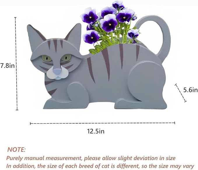 Blue Cat Planter Plant Pots,Cute Garden Cat Flower Planter,Cat Planters Birthday Gifts for Women,Office,Indoor/Outdoor Decor（12.5 * 5.6 * 7.8in）