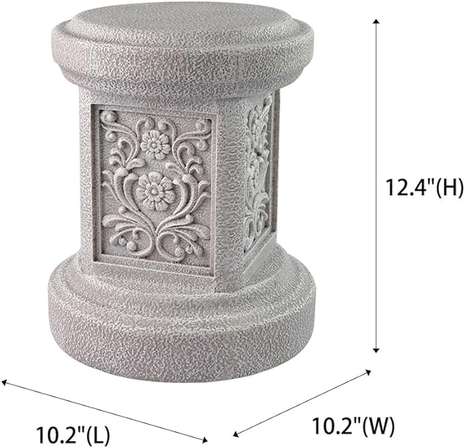 Classic Statuary Stand Garden Pedestal Sculpture Decor Plinth Base Riser, Outdoor or Indoor Resin Statuary Pedestal, 12.6"(H) x 9.5"(L) x 9.5"(W) (Round)