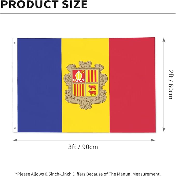 Andorran Flag Garden Yard House 2x3 ft Flags Double Sided Print Banner Indoor Outdoor Party Home Decorations for Boat Dorm House Balcony