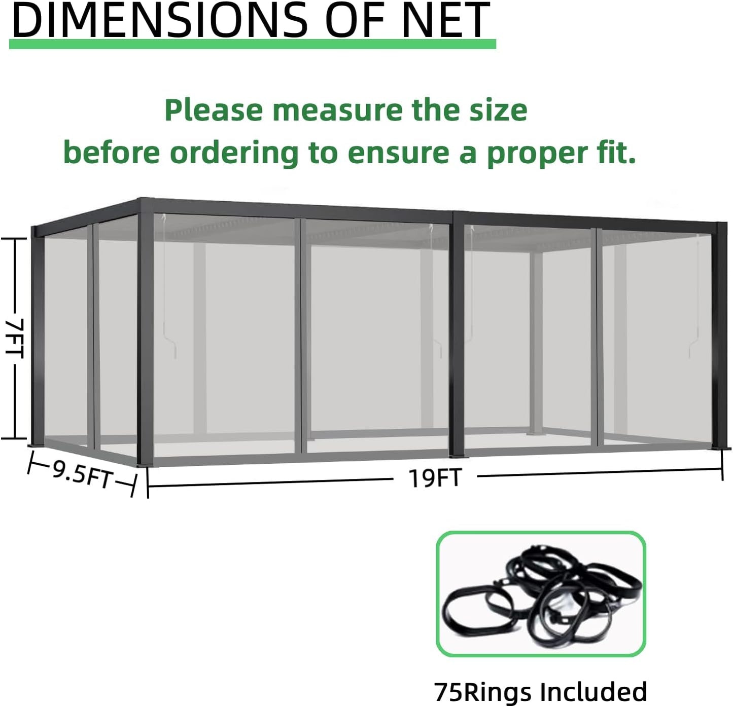 10x20 FT Mosquito Netting for Gazebo,Pergola,Pop up Canopy Tent,4-Panel with Zipper for Outdoor Patio,Backyard (Grey,Mosquito Net Only)