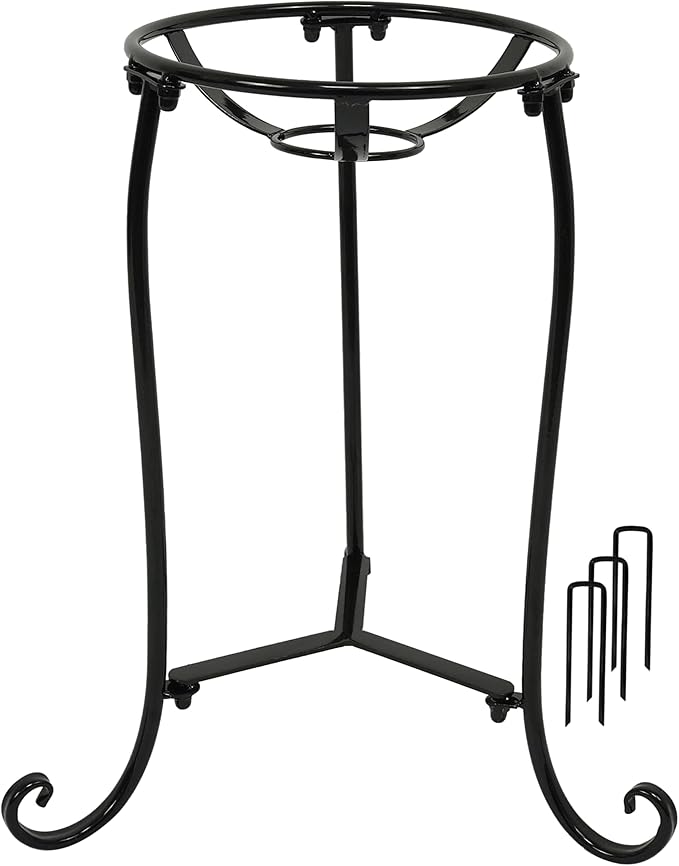 16" Tall Gazing Ball Stand for 10-12 inch Balls, Black Metal Gazing Globe Display Holder Stands for Outdoor Garden Clearance, 9" L x 9" W x 16" H