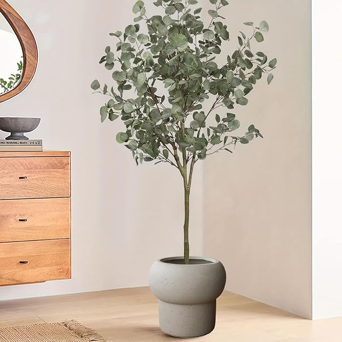 12.5" H x 14" Dia Large Concrete Planter-Heavyweight Outdoor Cement Flower Pot with Mushroom-Shaped Design for Patio, Garden, Porch, or Indoor Use-Modern Decorative Plant Container