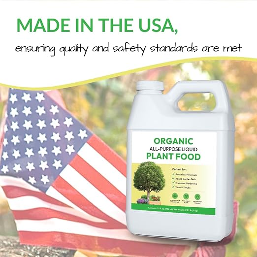 Organic All-Purpose Liquid Plant Food - Use on All Outdoor Plants: Flower Beds, Vegetable Gardens, Container Gardening | Concentrated Liquid Fertilizer Alternative (32oz, 2 Pack, Mixes to 64 Gallons)