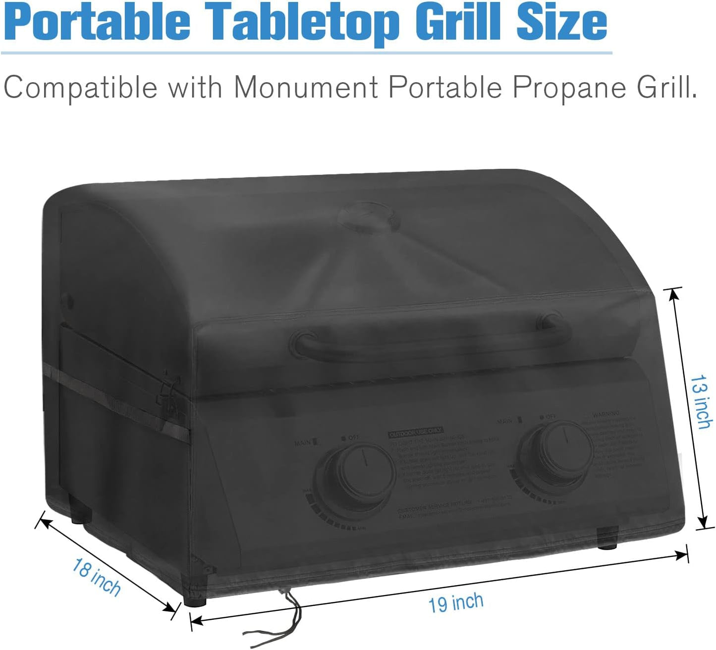Grill Cover for Monument Portable Propane Gas Grill,Outdoor Waterproof Small Tabletop Grill Cover Heavy Duty Camping Table Top Grill Covers