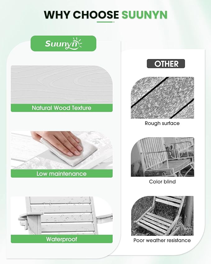 Adirondack Chairs Set of 6, Outdoor Fire Pit Chairs, HDPE All-Weather Adirondack Chairs with Cup Holder, Lawn Chair for Deck, Patio, Garden (White)