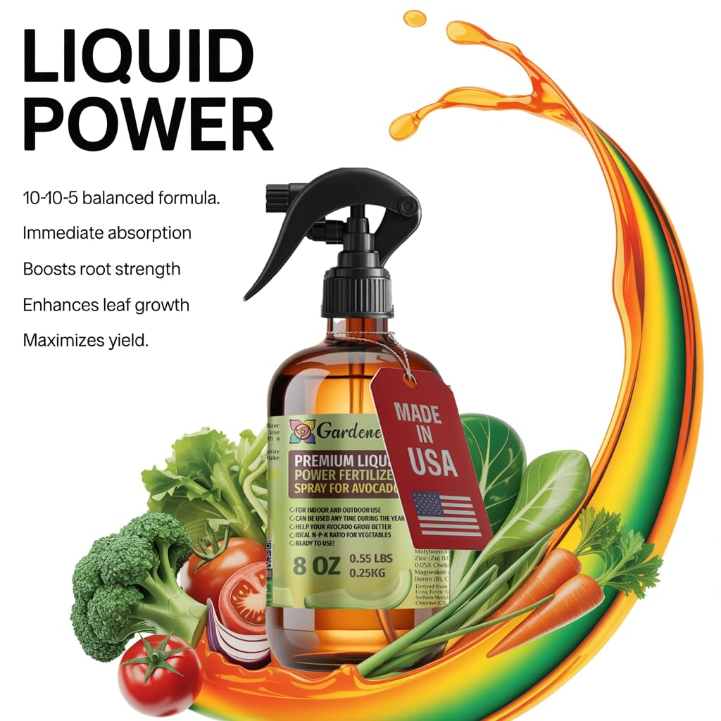 Liquid Power Avocado Fertilizer Spray – Ready-to-Use Liquid Plant Food Mist for Avocado – Premixed, Easy Application – Fast-Acting Formula for Growth, Roots & Yield – Indoor & Outdoor Use – 8 oz
