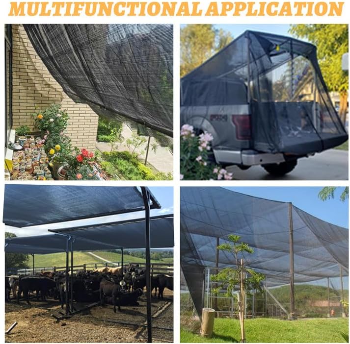 Cool Area 40% 6x12ft Sunblock Shade Cloth Cover Mesh UV Resistant Net for Garden Flower Plant Greenhouse, Black