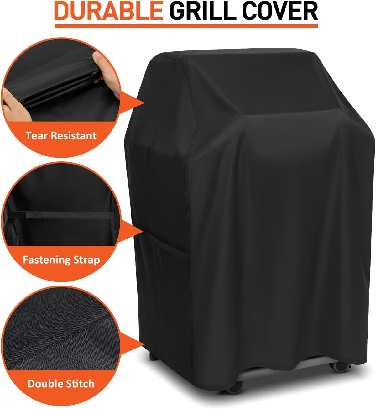 Small Grill Cover 32 Inch, Heavy Duty Waterproof 2 Burner BBQ Gas Outdoor Barbecue Cover, Compatible with Weber Char Broil Nexgrill Grill with Collapsed Side Tables