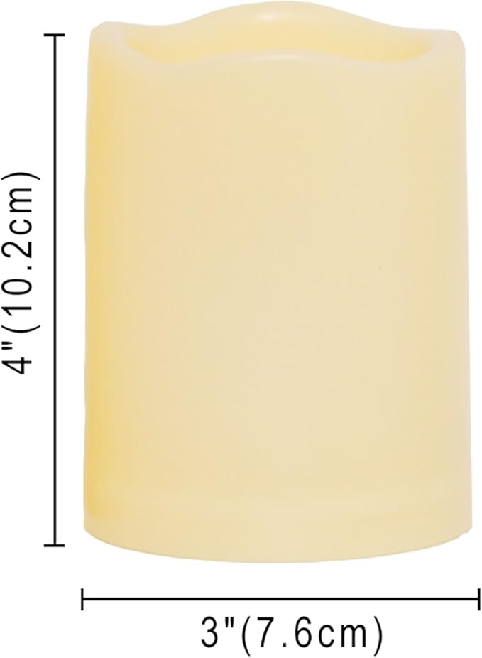 CANDLE CHOICE Waterproof Outdoor Battery Operated Flameless Pillar Candle with Timer Realistic Flickering Plastic Fake Electric LED Light for Lantern Garden Wedding Christmas Decorations 3x4 Inches