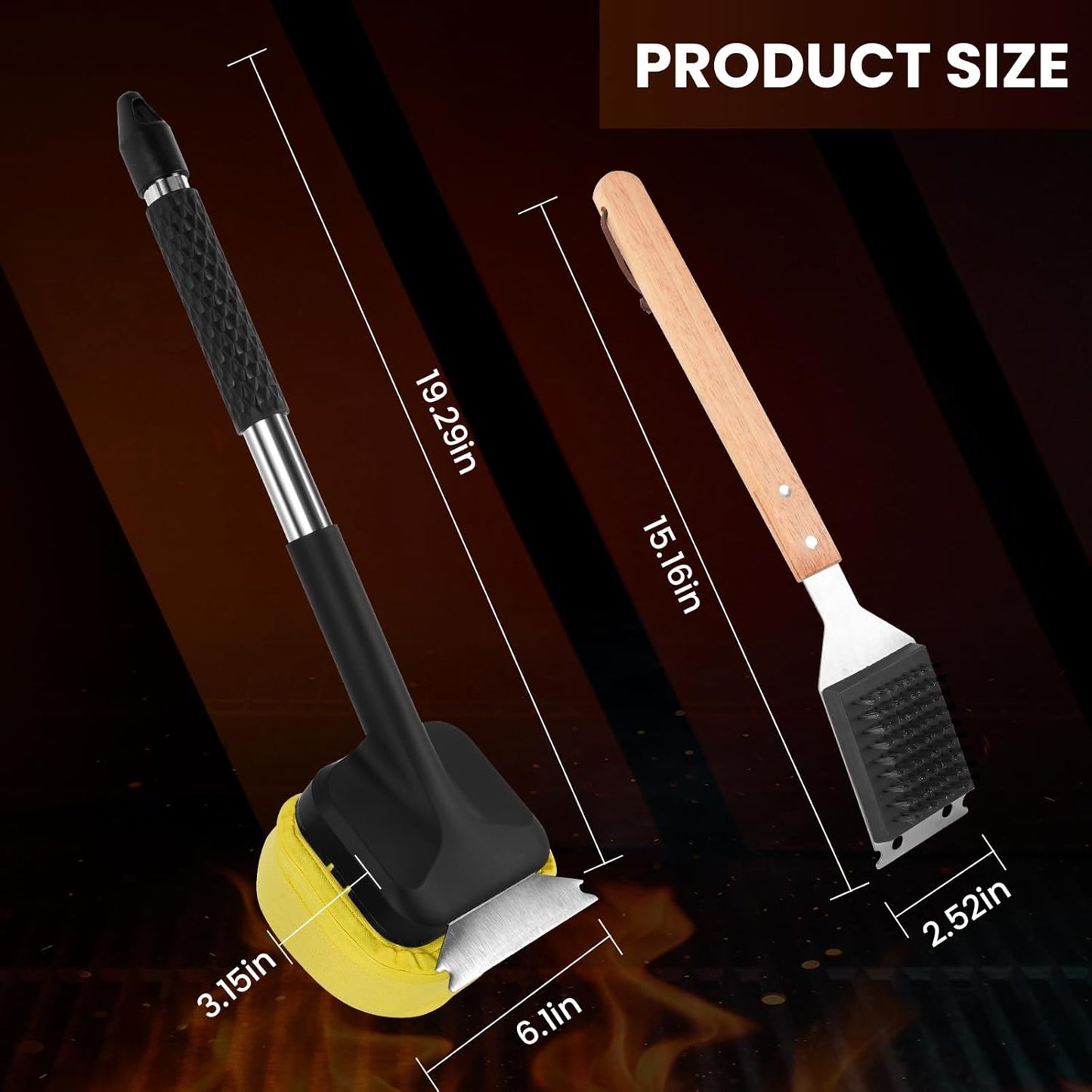 1x Steam Grill Brush for Outdoor Sponge Grill-Steam Grill Cheaning Scraper BBQ Brush-BBQ Accessory Grill Tools Heavy Duty Brush for Grill Cleaning Scraper + Bristle Free Grill Brushs for Any Grill