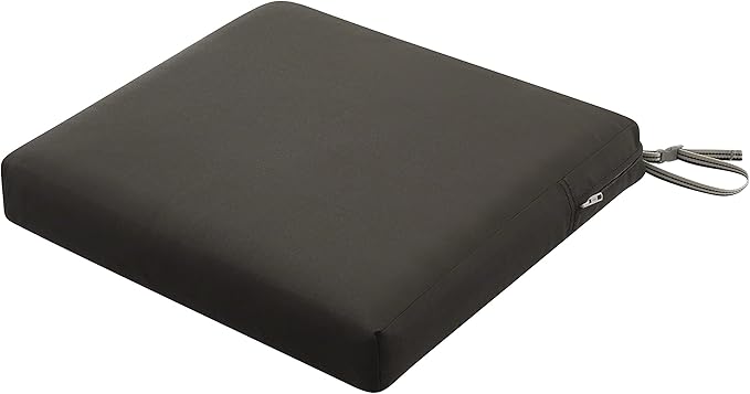 Classic Accessories Ravenna Water-Resistant 21 x 19 x 3 Inch Patio Seat Cushion, Espresso, Chair Seat Cushion