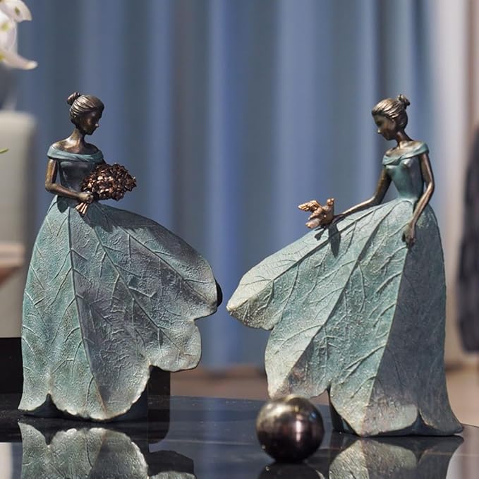 Guichifun Fairy Statue Collection Home Decoration - Leaf Angel Girls Resin Gardening Gifts for Women Statues for Garden Fairy Indoor or Outdoor Yard Figurines 5.5 x 3.25 x 8 Inch