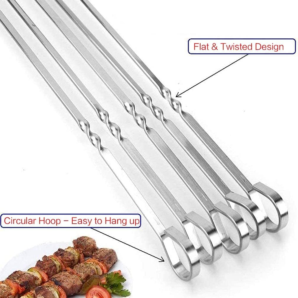 Metal Skewer for Grilling,Kabob Skewer,Flat BBQ Barbecue Skewer,Grilling Skewers Set,Reusable BBQ (10" skewer(16 pack))