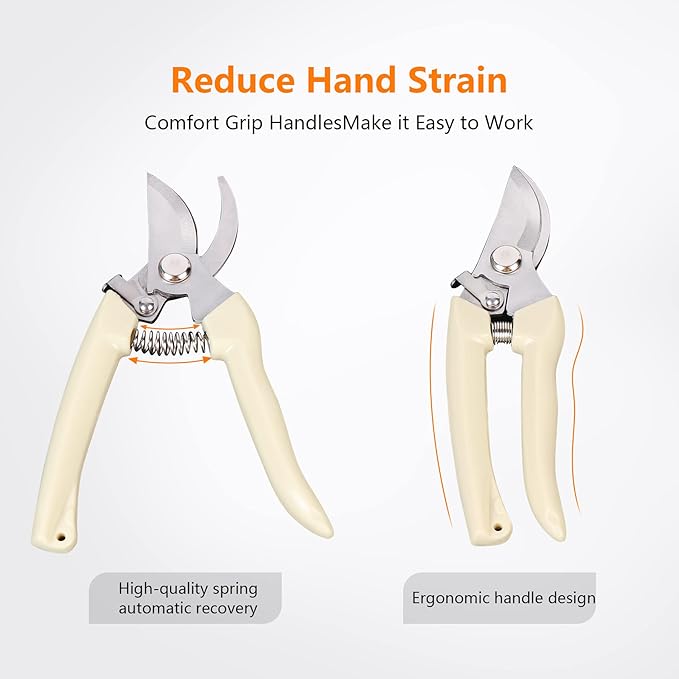 12 Pcs Garden Scissors for Plant, Tip Pruning Shears for Cutting Flowers, Trimming Plants, Bonsai and Fruits Picking (Bypass Blade Pruner)