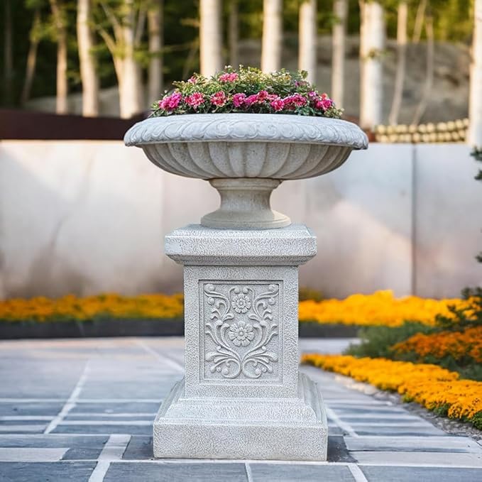 Classic Statuary Stand Garden Pedestal Sculpture Decor Plinth Base Riser, Outdoor or Indoor Resin Statuary Pedestal, 12.6"(H) x 9.5"(L) x 9.5"(W)