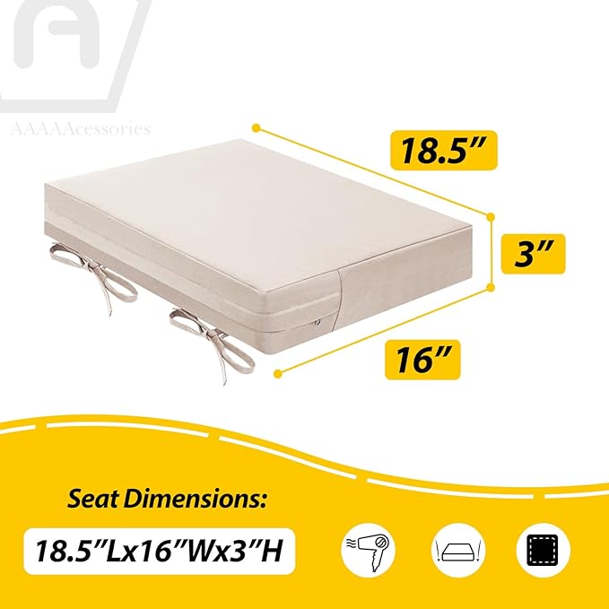 AAAAAcessories Outdoor Seat Cushions for Chairs, Waterproof, Fade-Resistant Patio Furniture Replacement Cushions, 18.5" x 16" x 3", Set of 4, Khaki Beige