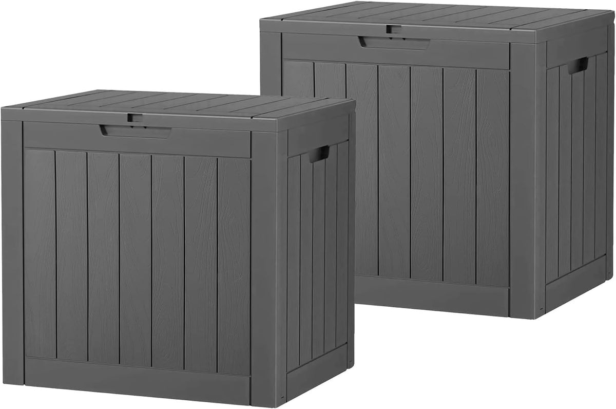 KAMABOKO 32 Gallon Outdoor Storage Box 2 Pack All-Weather Deck Box for Patio Furniture, Package Deliveries, Garden Tools, Pool Supplies & Cushions, Black