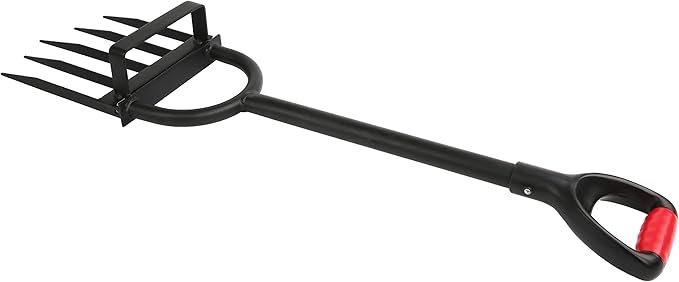 5-Tine Heavy Duty Pitch Fork for Gardening - Long Handled Digging Fork Garden Claw Weeder