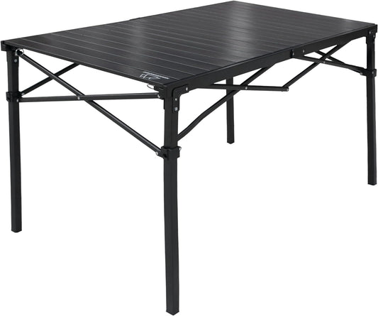 Heavy-Duty Roll-Top Table for Camping (Large) - Portable Aluminum-Top Folding Table with Steel Frame by Caddis Sports