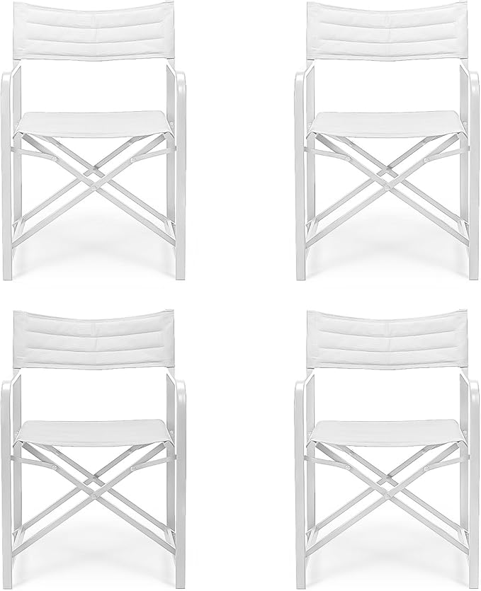 Aoodor Patio 34" Director's Chairs Set of 4, Outdoor Portable Bar Height Seating with Folding Aluminum Frame, 225 lbs Capacity, Perfect for Camping, Fishing, Picnic