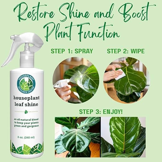 Houseplant Leaf Shine Spray – All-Natural Leaf Cleaner and Gloss for Healthy Shine & Better Photosynthesis | Perfect for House Plants and Foliage | 8 oz