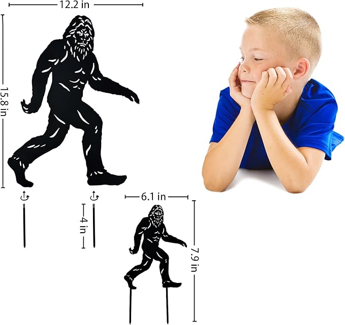 15.8 inch Bigfoot Metal Outdoor Decor Big Foot Sasquatch Gifts for Men/Women Bigfoot Silhouette Statues for Yard Art, Patio, Lawn, Forests, Garden Decor, Yard Display, Garden Decorations