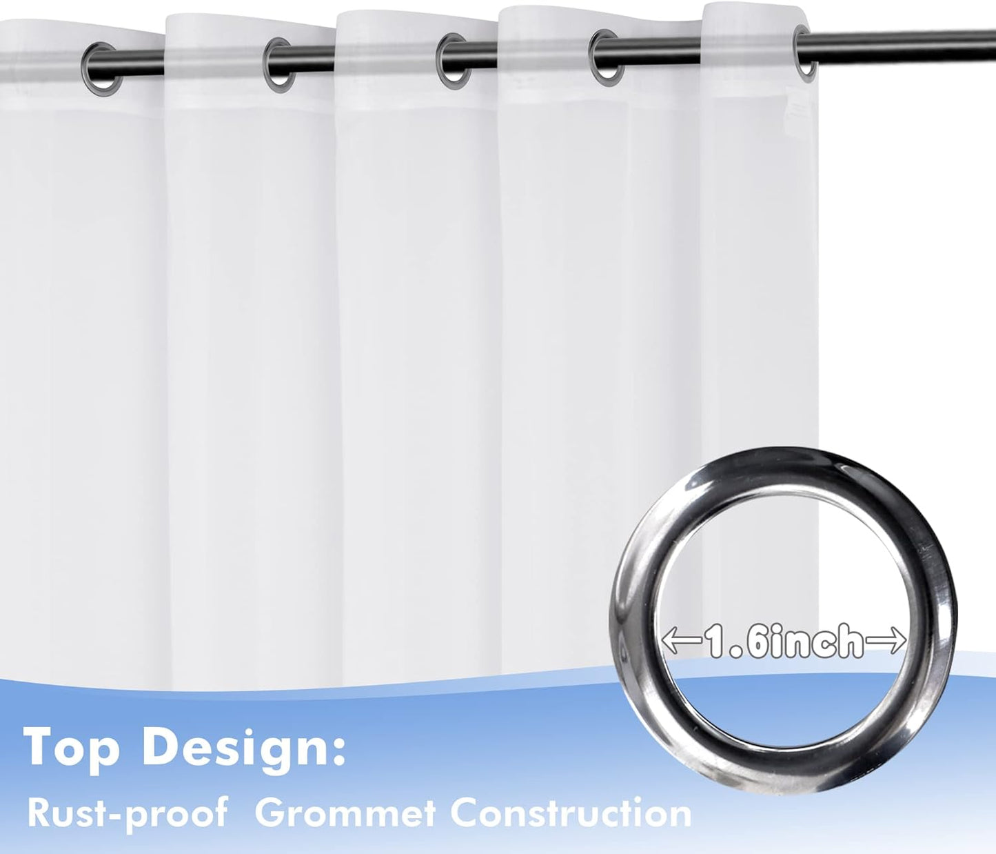 HolidayIdeas White Outdoor Sheer Curtains for Patio Waterproof, 2 Panels - 54 x 84 Inch - Light Filtering Voile Outside Curtains Grommet Drapes for Front Porch, Gazebo, Pergola, Backyard