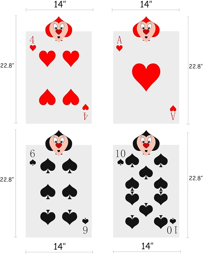 4 PCS Queen's Soldiers Yard Signs with Stakes Trick or Treat Party Hearts Costume Decor Large Lawn Sign Halloween Decorations Outdoor