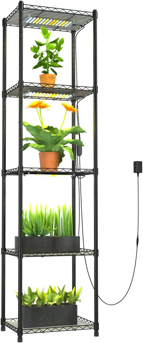 Indoor Greenhouse Plant Growing Kit with Built-in Full Spectrum Grow Light for Lighted Plant Rack for Home, Corner, Patio.