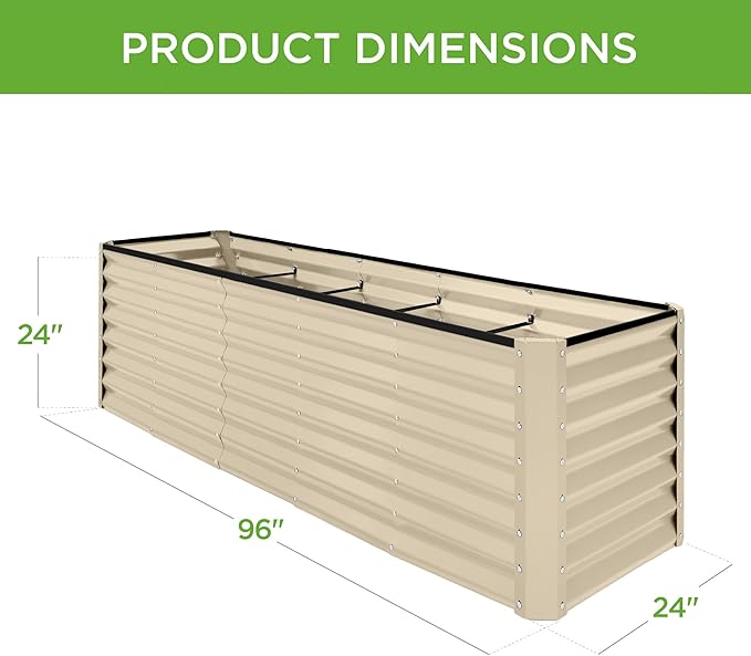 Best Choice Products 8x2x2ft Outdoor Metal Raised Garden Bed, Rectangular Deep Root Planter Box for Vegetables, Flowers, Herbs, and Succulents w/ 239 Gallon Capacity - Beige