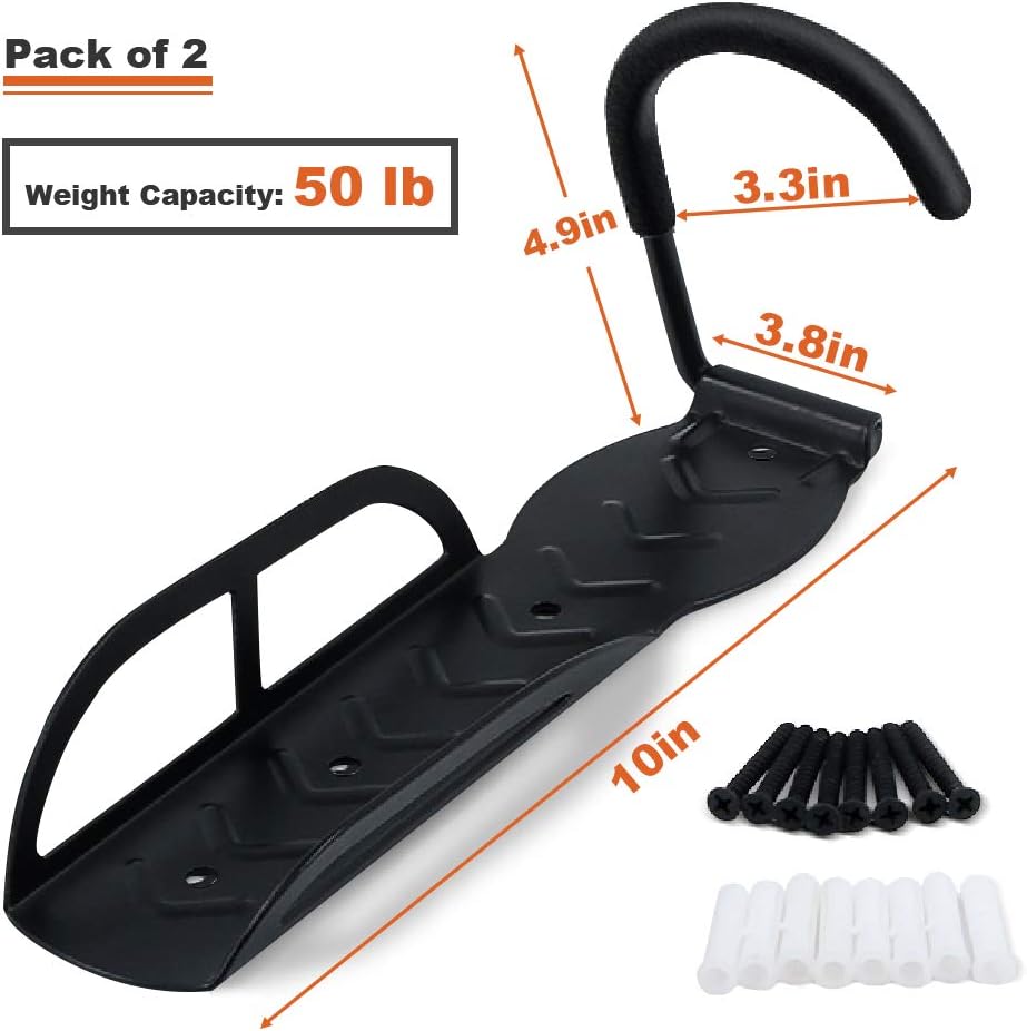 Wallmaster Bike Storage Rack for Garage, Wall Mount Bicycles Hanger, 2-Pack Bike Storage System Vertical Bike Hooks