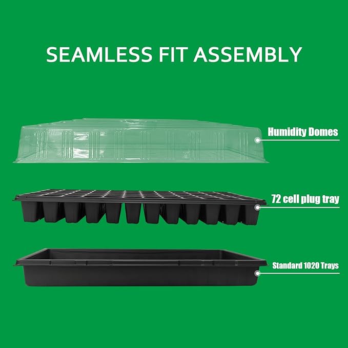 20 Pcs Plant Growing Nursery, Standard 1020 Trays Plastic Sturdy Farmer Self Seedling Tray for Microgreens Indoor Nursery Pots Transplantation (20-Pack, 21.6"×11.2", 2.52" Deep, no Holes)