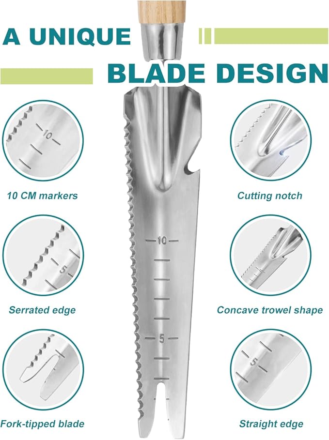 Hand Weeder Trowel Garden Weed Puller Weed Pulling Tool Hand Weeder Cutter Tool for Gardening Weeding Digging Cutting Transplanting Measuring Planting Removing Multi Use Garden Weed Picker Hand Tool