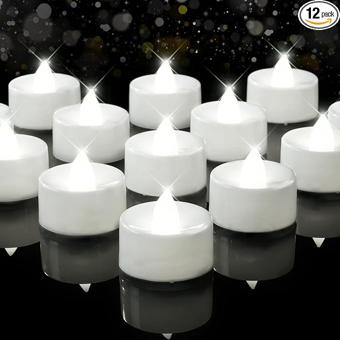 BEICHI Flameless Candles, 12Pack Battery Operated Candles, LED Tea Lights Candles Battery Operated, Flickering Fake Candles for Wedding Halloween Christmas Diwali- Pure White Light