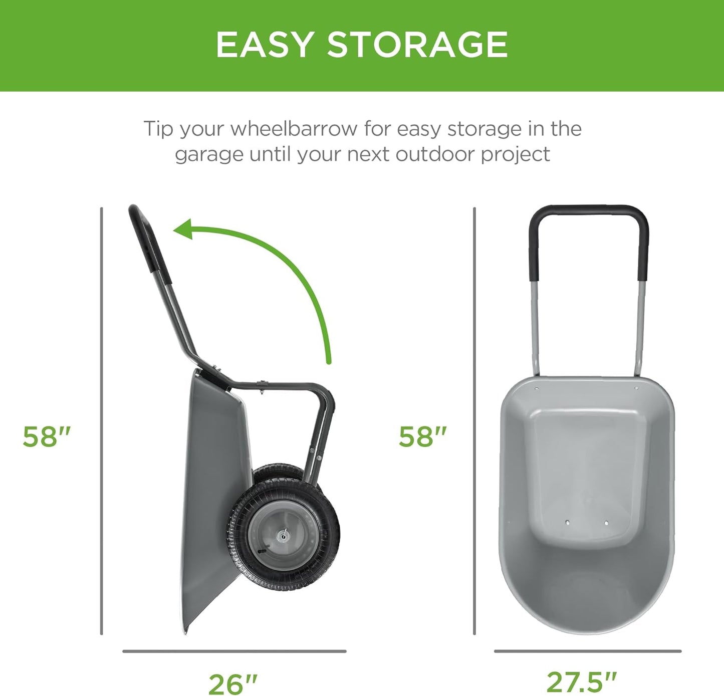 Best Choice Products Dual-Wheel Home Utility Yard Wheelbarrow Garden Cart w/Built-in Stand for Lawn, Gardening, Construction - Gray