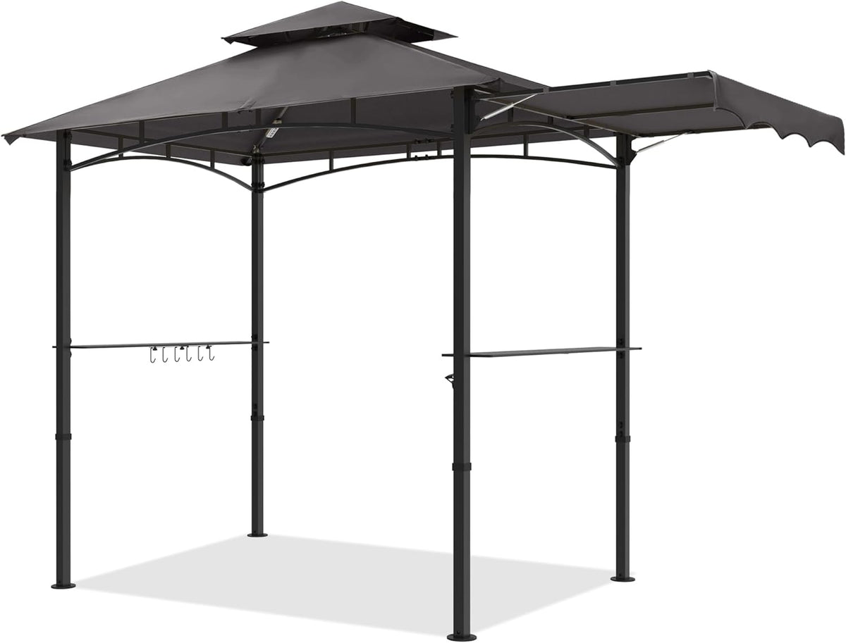 MASTERCANOPY 11 x 5 Grill Gazebo with Extra Side Awning Outdoor BBQ Gazebo with 2 LED Lights for Patio Party Backyard Picnic(Dark Gray)