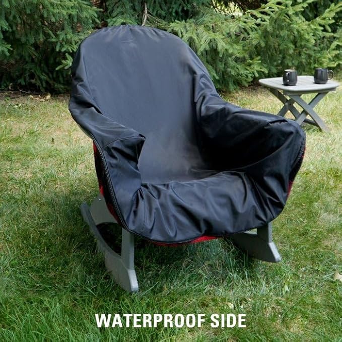 CITYBONFIRES The Chair Blanket™ Reversible Waterproof with Sherpa Lining – Portable Outdoor Cover for Camping, Sports & Patio – Folds into Carry Pouch with Strap - Buffalo Plaid
