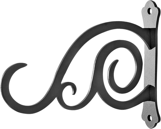 2 Pcs 8-Inch Outdoor Decorative Wall Hanging Lantern Plant Hooks, Iron Wall Hangers for Hummingbird Feeder Planter, Black